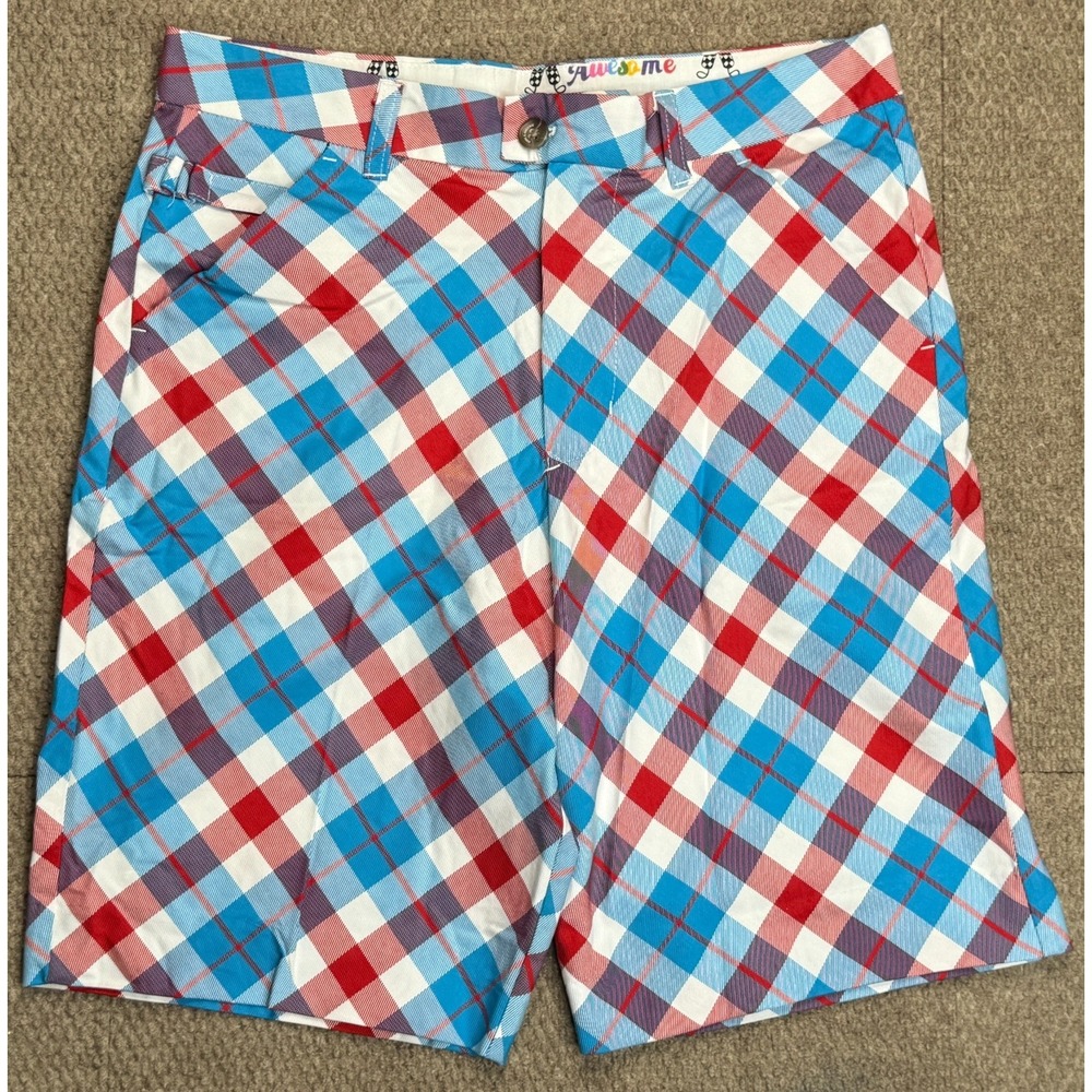 Royal & Awesome Men's Check Pattern Golf Shorts Size 32